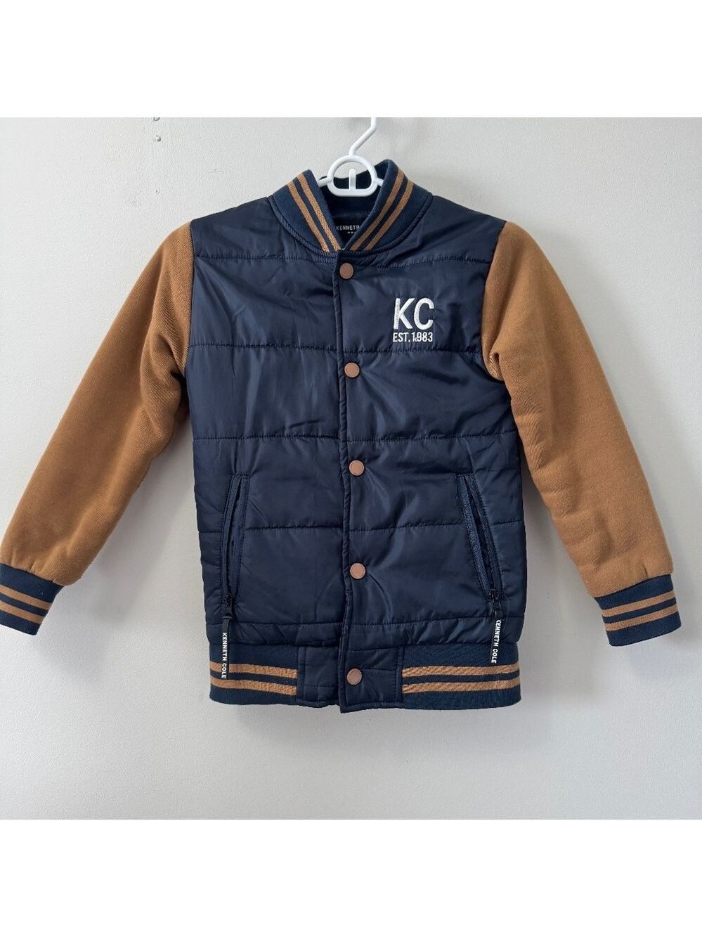 Kenneth Cole Blue and Tan Kids Puffer Jacket